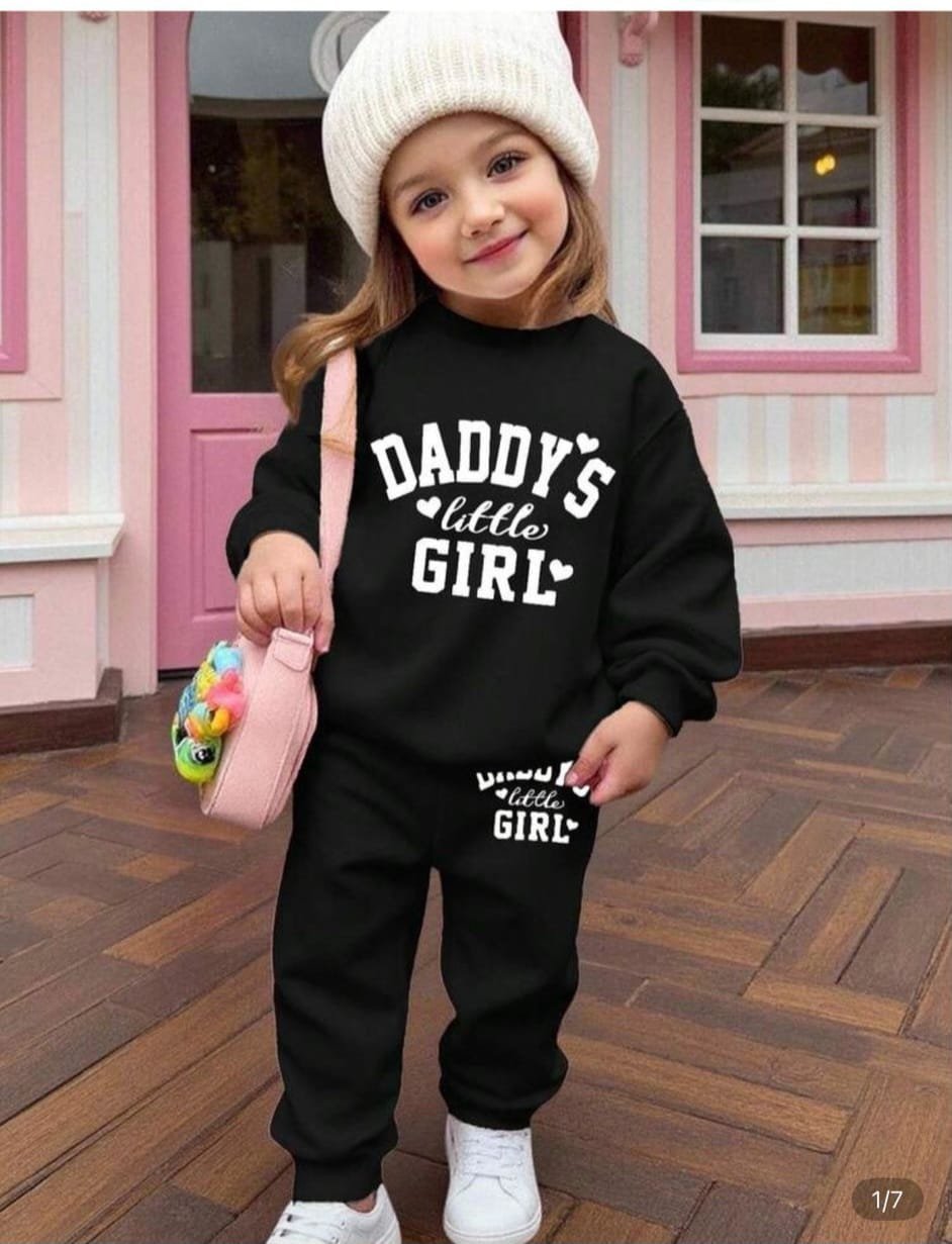 Kız Çocuk Daddy's Girl Baskılı %100 Pamuk Mevsimlik İkili Takım