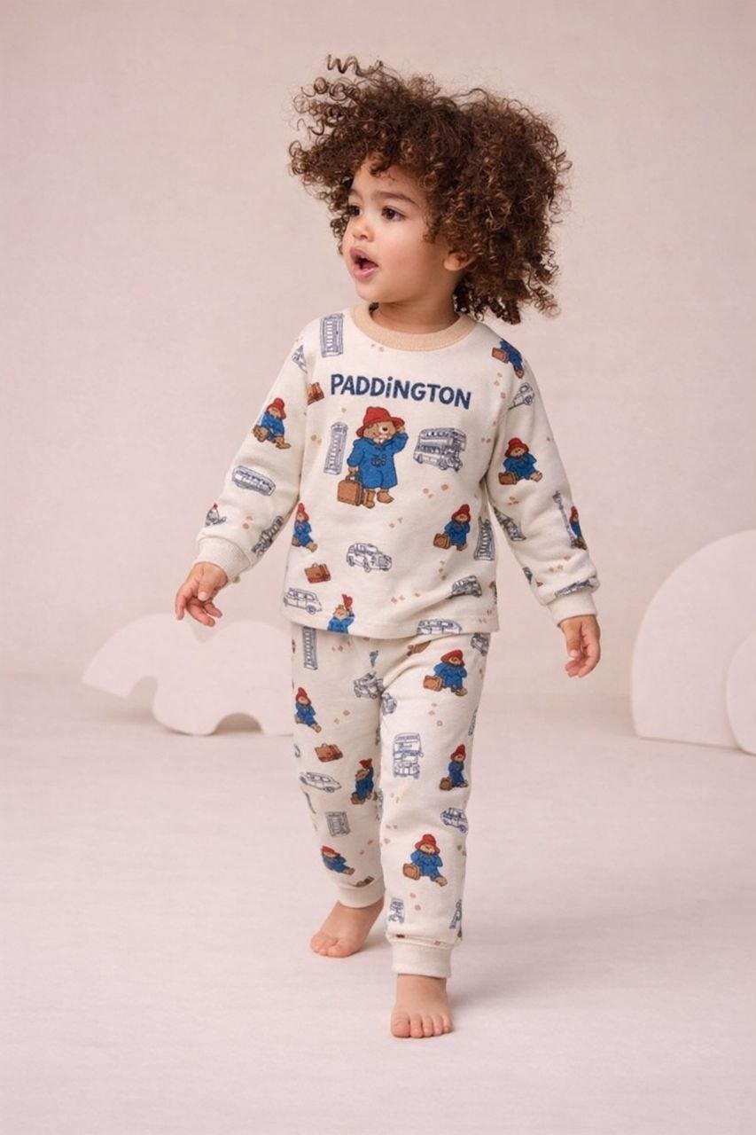 basklı pijama takımı Çocuk Paddington Ayıcıklı Pijama Takımı - Görsel 1