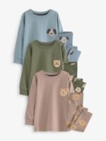 Çocuk Hayvan Figürlü Nakış Aplikeli Pijama Takımı