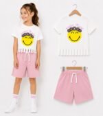 Kız Çocuk Smiley Baskılı Püsküllü Takım - Görsel 5