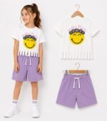 Kız Çocuk Smiley Baskılı Püsküllü Takım - Görsel 4