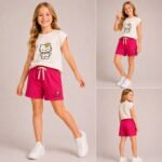 Kız Çocuk Hello Kitty Baskılı Takım - Görsel 4