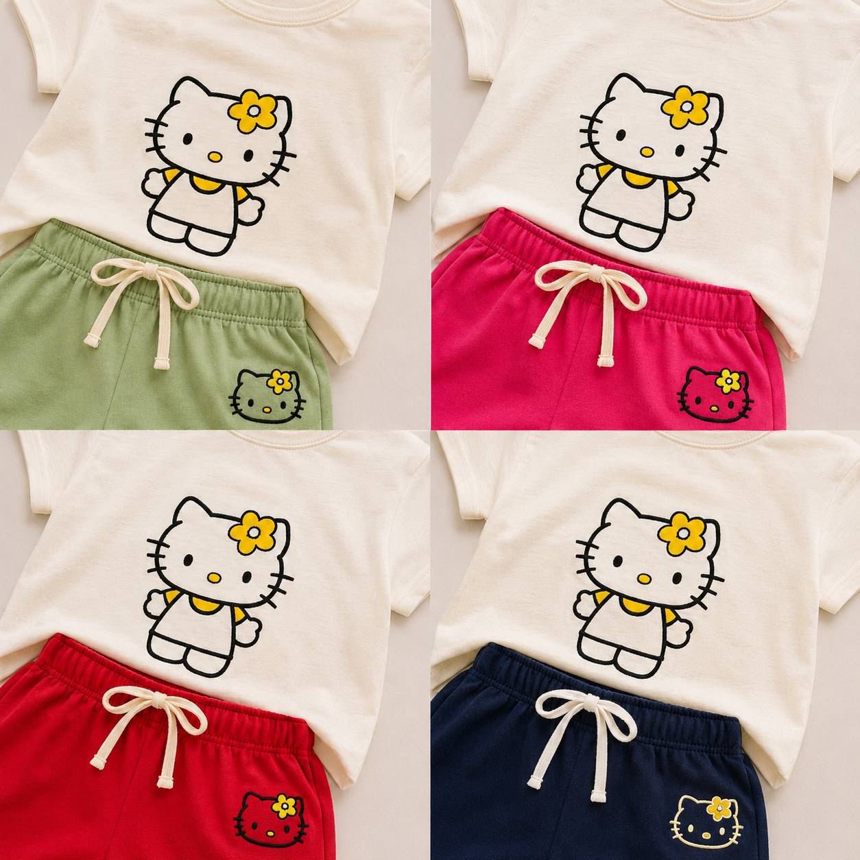 hello kitty baskılı tişört15 Kız Çocuk Hello Kitty Baskılı Takım - Görsel 1