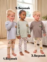 Çocuk Taşıt Desenli Pamuklu Pijama Takımı