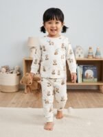 Çocuk Yıldızlı Ayıcık Desenli Pamuklu Pijama Takımı - Görsel 2