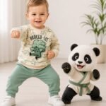 Erkek Bebek Brocco Lee Baskılı 2 İp Günlük Takım