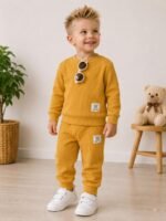 Erkek Bebek %100 Pamuk Gofre Kumaş Günlük Takım
