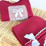 Lüks Kız Çocuk Bordo Fisto / Dantel Şerit Detaylı Takım