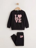 Kız Çocuk Kalp ve Love Nakışlı İkili Takım
