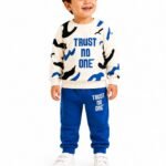 Erkek Çocuk Trust No One Baskılı %100 Pamuk Mevsimlik Takım
